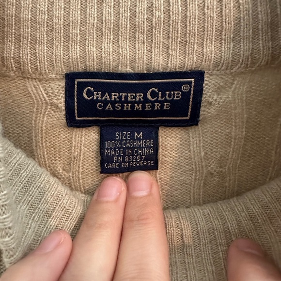 Charter Club Cashmere Cable Knit Short Sleeve Sweater - Picture 2 of 3